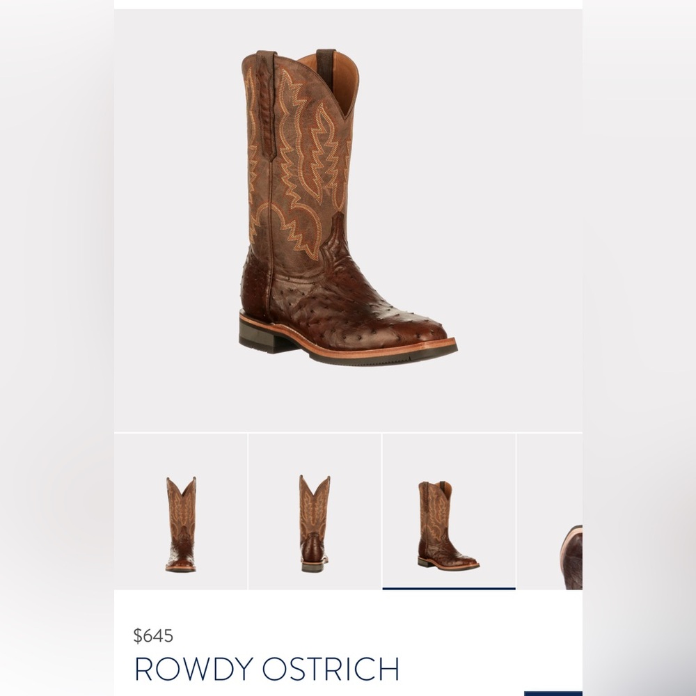 Lucchese Rowdy Ostrich Boots - Dark Brown